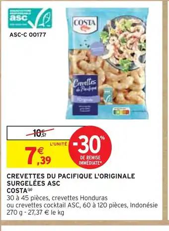 COSTA CREVETTES DU PACIFIQUE L'ORIGINALE SURGELÉES ASC