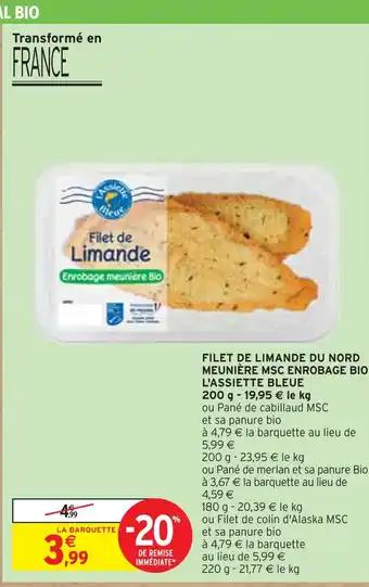 L'ASSIETTE BLEUE FILET DE LIMANDE DU NORD MEUNIÈRE MSC ENROBAGE BIO