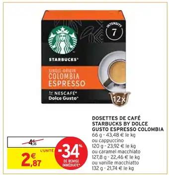 STARBUCKS DOSETTES DE CAFÉ BY DOLCE GUSTO ESPRESSO COLOMBIA