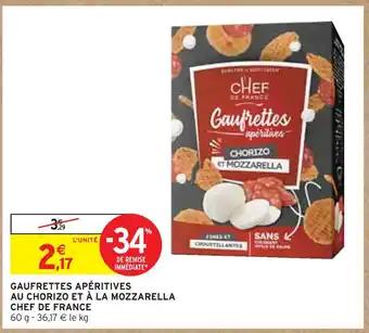 CHEF DE FRANCE GAUFRETTES APÉRITIVES AU CHORIZO ET À LA MOZZARELLA