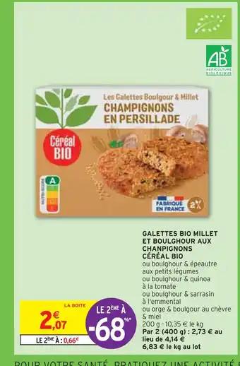 CÉRÉAL BIO GALETTES BIO MILLET ET BOULGHOUR AUX CHANPIGNONS