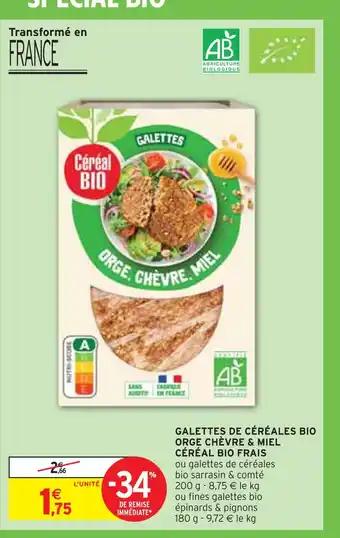 CÉRÉAL BIO GALETTES DE CÉRÉALES BIO ORGE CHÈVRE & MIEL FRAIS