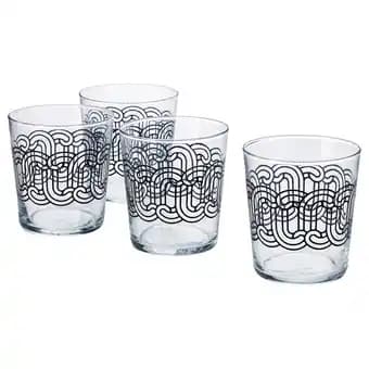 SÖtrÖnn Verre, verre transparent à motifs/noir, 30 cl