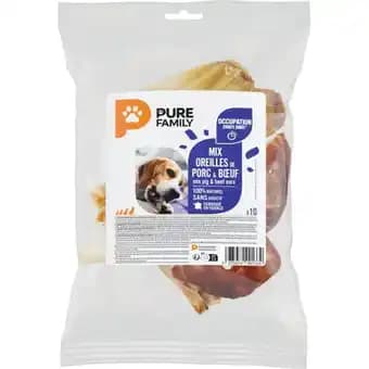 Oreilles de bœuf à mâcher pour chien Pure Family