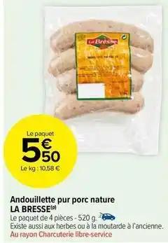 La bresse - andouillette pur porc nature
