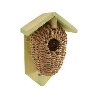 Nichoir avec poche en jonc de mer - L15.2 x l10.2 x H26.2 cm