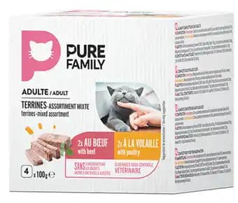 Pure Family - Alimentation Chat Terrine de bœuf et volaille 400 g