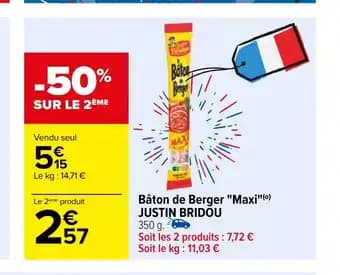 Bâton de Berger "Maxi"(0) JUSTIN BRIDOU 350 g.
