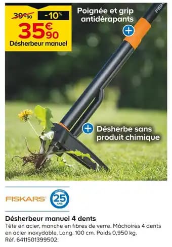 FISKARS Désherbeur manuel 4 dents