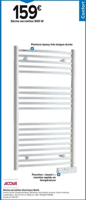 ACOVA Sèche-serviettes électrique Batik