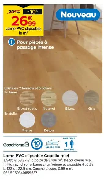 GoodHome Lame PVC clipsable Capella miel