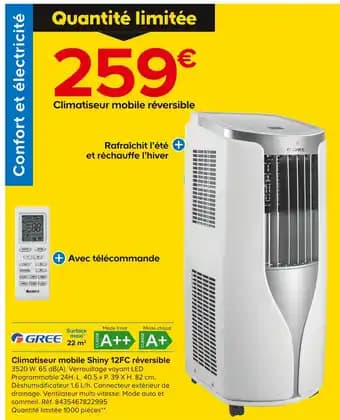 GREE Climatiseur mobile Shiny 12FC réversible