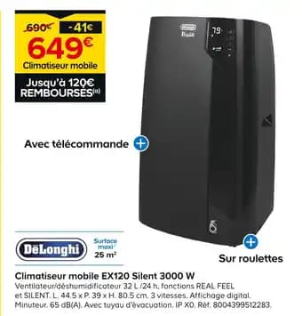 Delonghi Climatiseur mobile EX120 Silent 3000 W