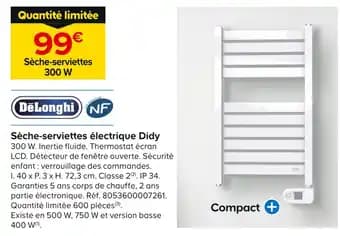 Delonghi Sèche-serviettes électrique Didy