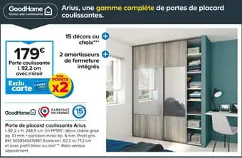 GoodHome Porte de placard coulissante Arius