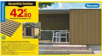 Plaque de bardage effet Claire-voie chêne