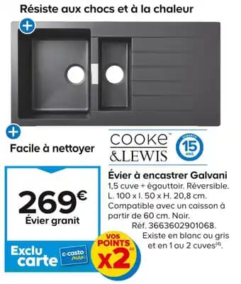 COOKE & LEWIS Évier à encastrer Galvani