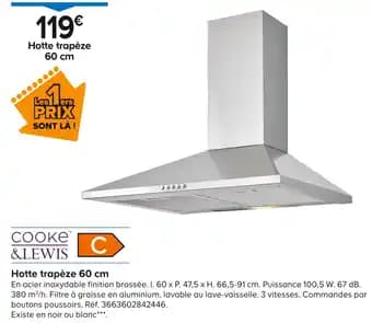 COOKE & LEWIS Hotte trapèze 60 cm