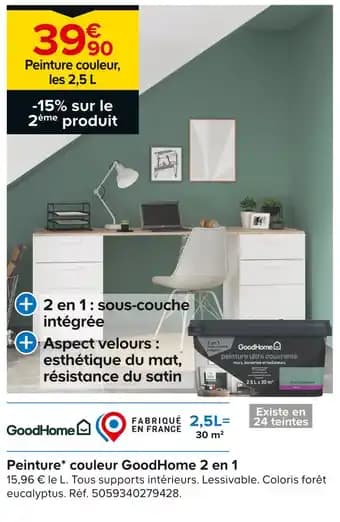 GoodHome Peinture couleur 2 en 1