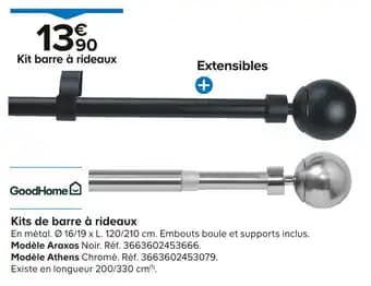 GoodHome Kits de barre à rideaux