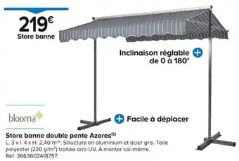 Blooma Store banne double pente Azores