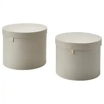 RÅgodling Boîte rangement+couvercle, lot de 2, écru/beige