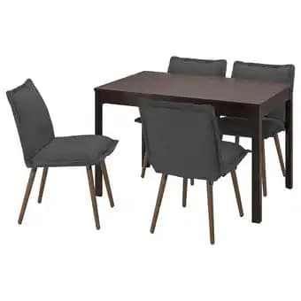 Ekedalen / klinten Table et 4 chaises, brun foncé/kilanda gris foncé, 120/180 cm