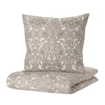JÄttevallmo Housse de couette et 1 taie, beige/gris foncé, 150x200/65x65 cm
