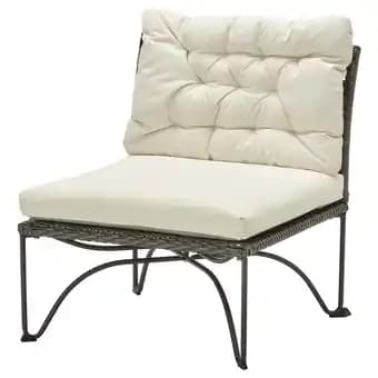 Jutholmen Fauteuil, extérieur, gris foncé/kuddarna beige, 65x73x83 cm
