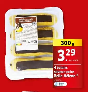 4 éclairs saveur poire Belle-Hélène