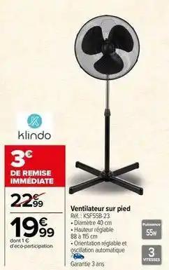 Klindo - ventilateur sur pied réf.: ksf55b-23
