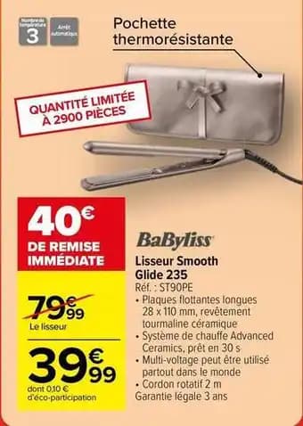 Babyliss - lisseur smooth glide 2335