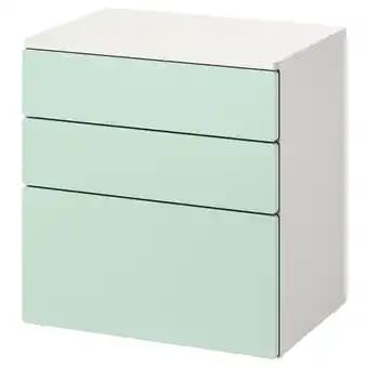 SmÅstad / platsa Commode 3 tiroirs, blanc/vert clair, 60x42x63 cm