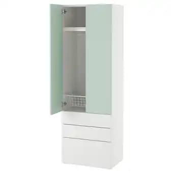 SmÅstad / platsa Armoire-penderie, blanc vert clair/avec 3 tiroirs, 60x42x181 cm