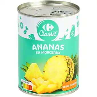 CARREFOUR CLASSIC' Ananas au jus d'ananas