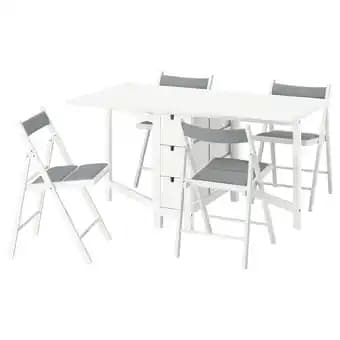 Norden / frÖsvi Table et 4 chaises, blanc/knisa gris clair, 26/89/152 cm