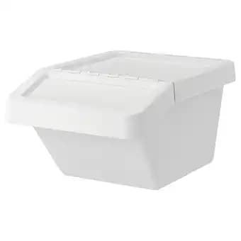 Sortera Conteneur déchets avec couvercle, blanc, 37 l
