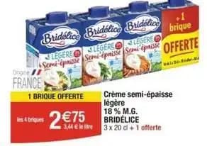 Bridélice - crème semi-épaisse légère 18% m.g