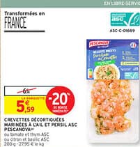 CREVETTES DÉCORTIQUÉES MARINÉES À L'AIL ET PERSIL ASC