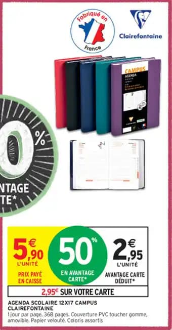 AGENDA SCOLAIRE 12X17 CAMPUS CLAIREFONTAINE