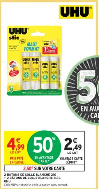 2 BATONS DE COLLE BLANCHE 21G + 2 BÂTONS DE COLLE BLANCHE 8,2G