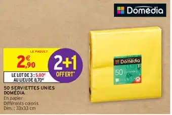 50 SERVIETTES UNIES DOMÉDIA