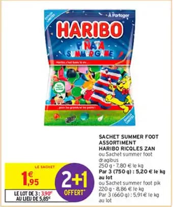 SACHET SUMMER FOOT ASSORTIMENT HARIBO RICOLES ZAN