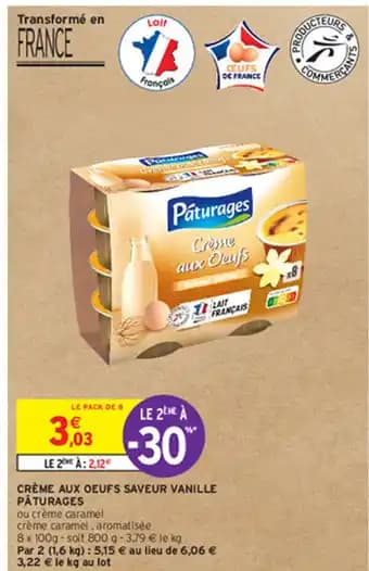 CRÈME AUX OEUFS SAVEUR VANILLE PÂTURAGES