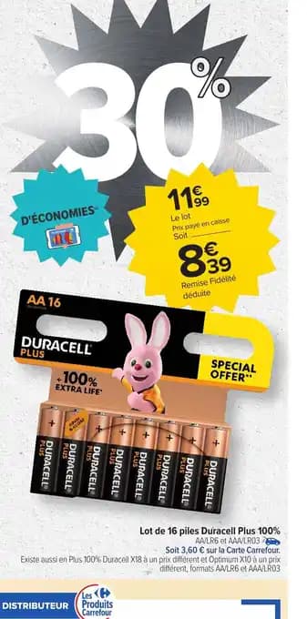 Promotion Exclusives de 4
            
        
        Duracell : Découvrez l'Offre incontournable