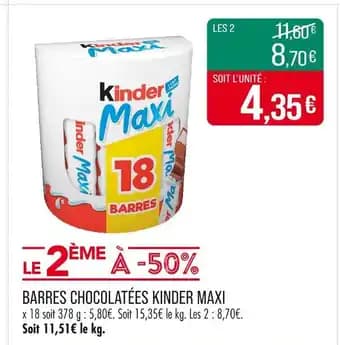 Kinder Barres chocolatées Maxi