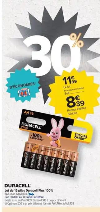 Promotion Exclusives de 7
            
        
        Duracell : Découvrez l'Offre incontournable