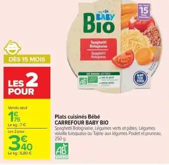 CARREFOUR BABY BIO Plats cuisinés Bébé 250 g