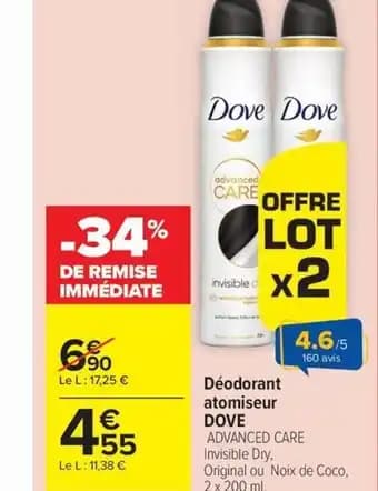 Promotion Exclusives de 3
            
        
        Dove déodorant : Découvrez l'Offre incontournable