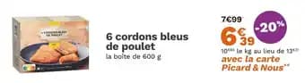 Picard 6 cordons bleus de poulet